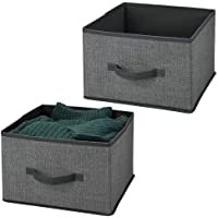 mDesign Juego de 2 organizadores para armarios en Tela – Cajas de Tela para ordenar armarios con diseño clásico – Cajas…